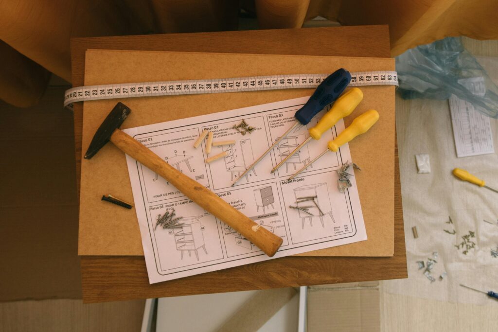 Assembling a bookshelf in a Baltimore City apartment