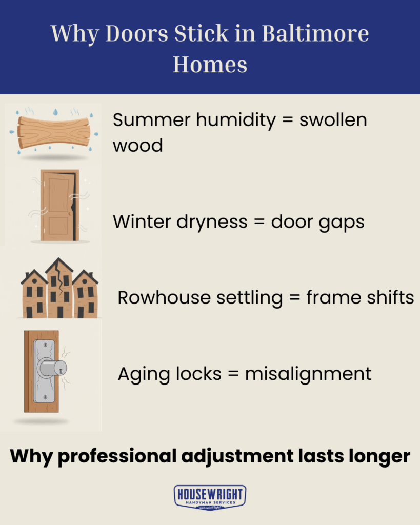 Why Doors Stick in Baltimore Homes